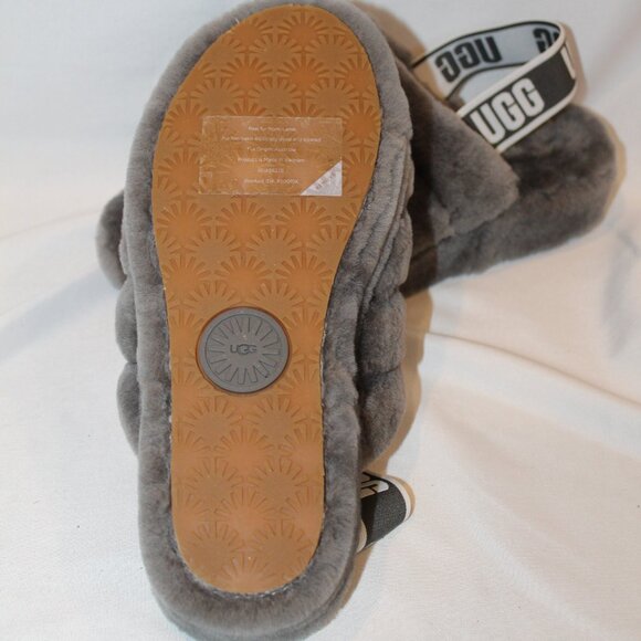 NEW UGG WOMEN'S FLUFF YEAH GRAY SHEARLING SLIPPER SANDALS - Picture 6 of 6